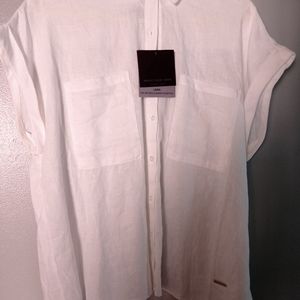 Marc New York, Andrew Marc white double pocket blouse.